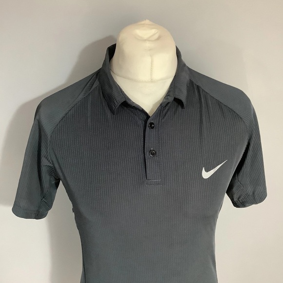 Nike Dri-fit Fitted Polo Shirt - Size M - Grey - Reflective - P2P 19” - Picture 2 of 6